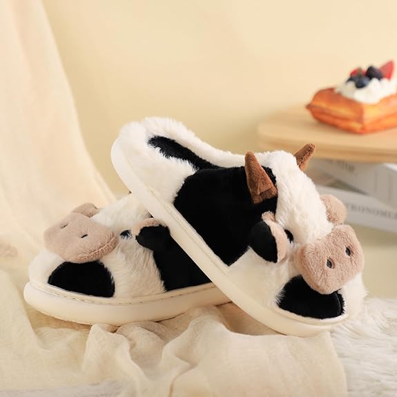 Otis & Ollie™ Soft-Stitched Cow Slippers