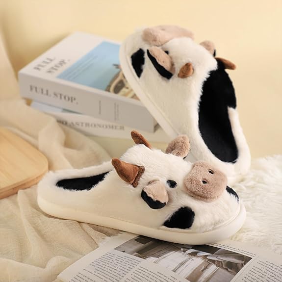 Otis & Ollie™ Soft-Stitched Cow Slippers